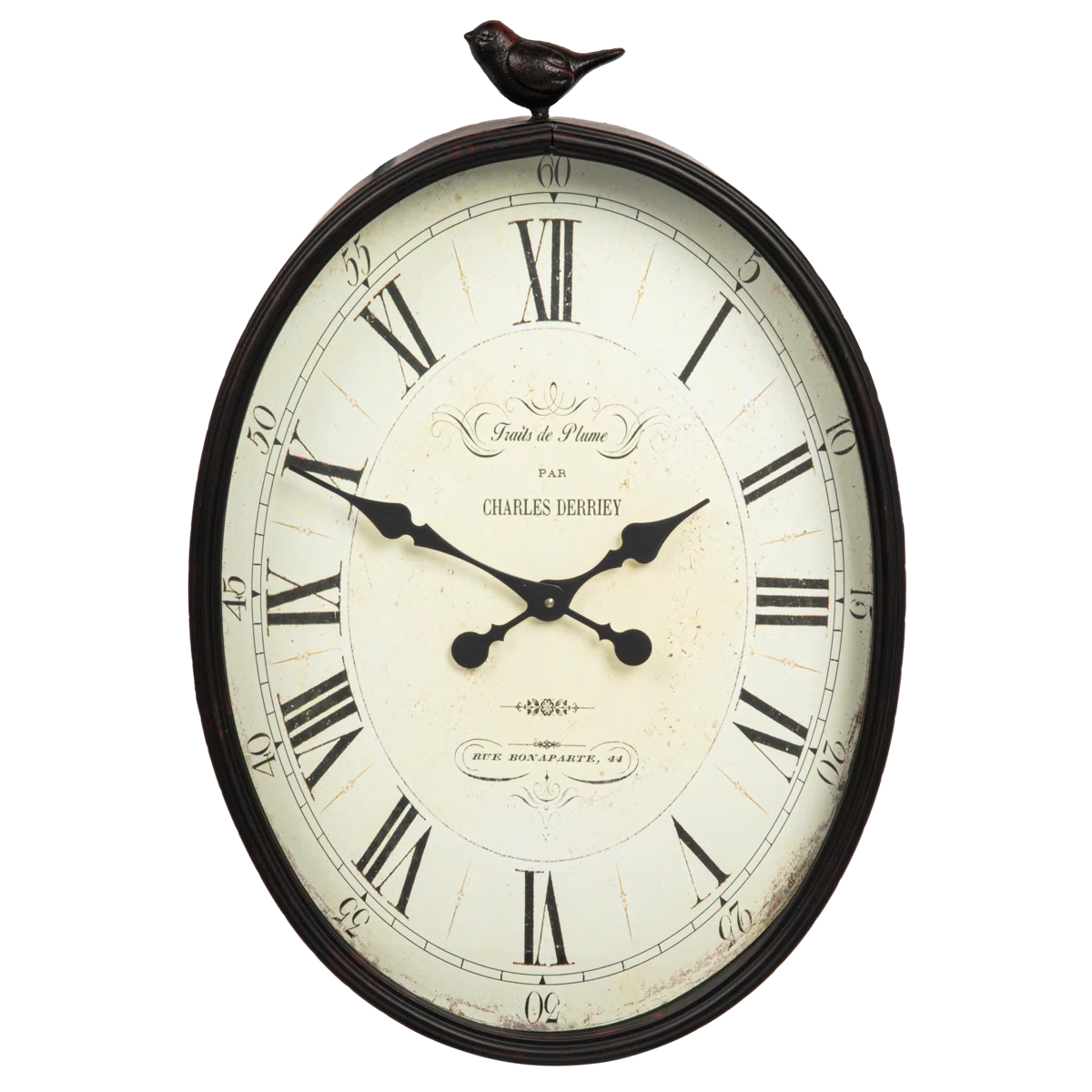 Scriber Oval Metal Wall Clock with Bird - Image 3