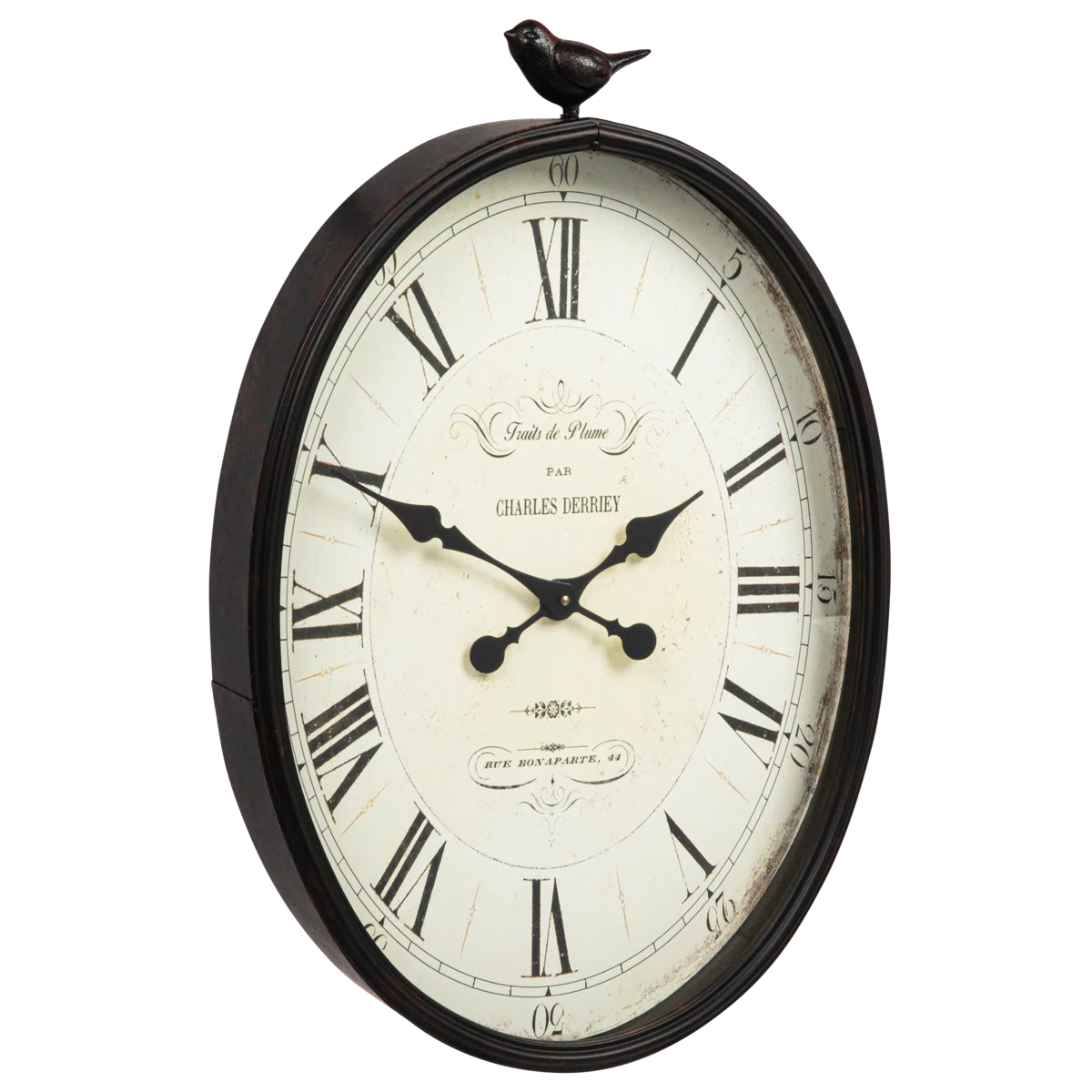 Scriber Oval Metal Wall Clock with Bird - Image 2