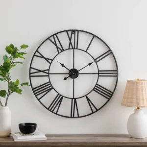 Solange Round Metal Farmhouse Wall Clock